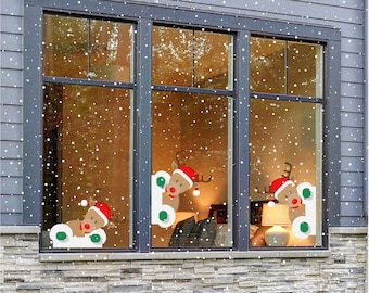 Pegatinas para ventanas reutilizables navideñas / Adhesivos estáticos, decoración de ventanas de invierno, decoración de ventanas navideñas