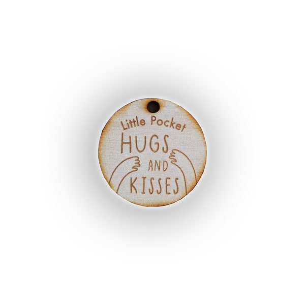 Wooden Little Pocket Hug Heart Token | Keyring | Keepsake Gift for Love | Gift for Friends Family Couple | Thinking of You Gift