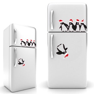 Christmas Pinguin Fridge/Window Stickers | Winter window décor, Christmas Window décor