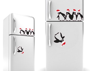 Christmas Pinguin Fridge/Window Stickers | Winter window décor, Christmas Window décor