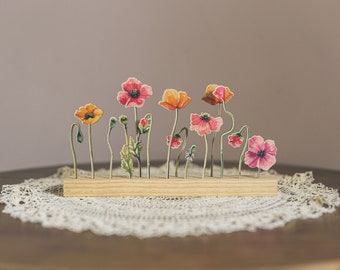 Barra de flores-Decoración de flores de madera-Regalo único-Diseño personalizable hecho a mano-Belleza inspirada en la naturaleza-Montaje en la pared-Decoración de mesa