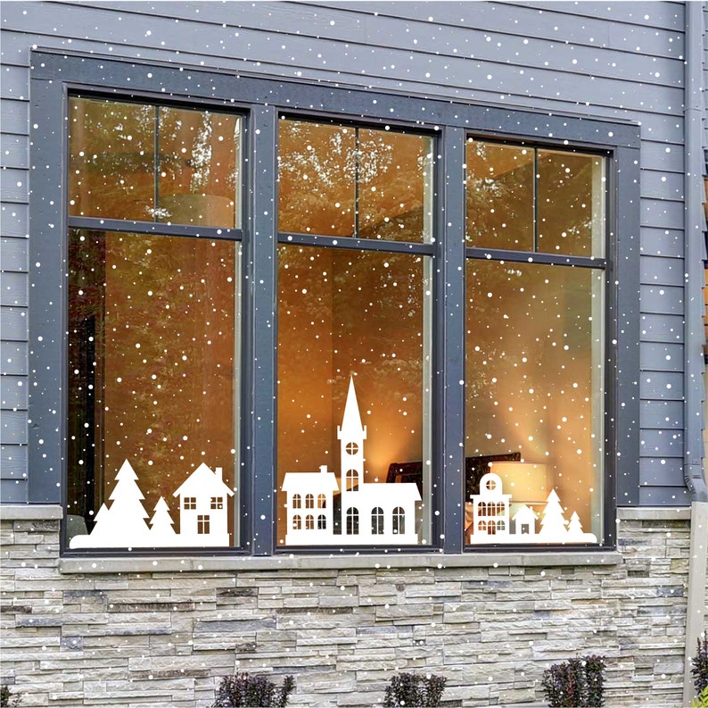 Christmas Reusable Window Stickers Static Cling Winter Etsy UK