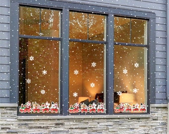 Pegatinas para ventanas reutilizables navideñas / Adhesivos estáticos, decoración de ventanas de invierno, decoración de ventanas navideñas