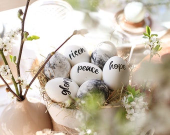 Glamorosa decoración de Pascua: pegatinas elegantes para huevos en 3 colores impresionantes -Calcomanías para huevos para pelar y pegar-