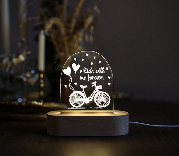 Ride with Me Acrylic USB lamp for boys or girls balloons and bicycle