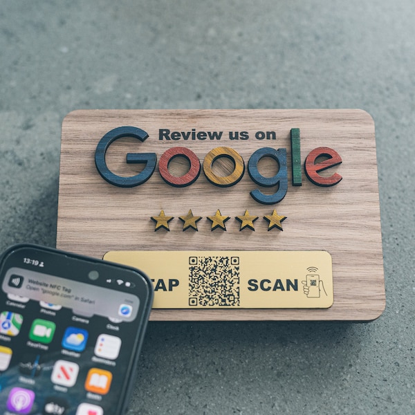 Appuyez et donnez votre avis : support d'évaluation Google 4D NFC avec code QR - Donnez de la valeur aux commentaires de votre entreprise !