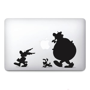 Stickers Macbook Astérix et Obélix sur vinyle noir | Autocollants pour ordinateur portable | Macbook Decal - autocollants en vinyle auto-adhésifs