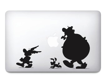 Asterix and Obelix Macbook Stickers on black vinyl | Laptop stickers | Macbook Decal - self adhesive vinyl stickers