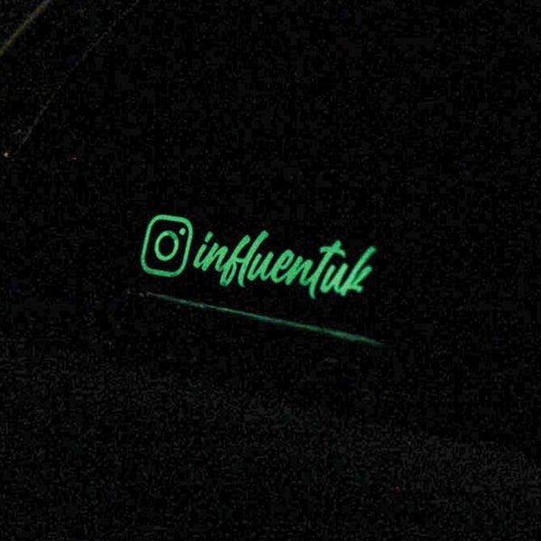 Glow in the dark custom instagram page name sticker