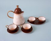 Albert Gustav Bunge 1950 39 s Mid Century White Enameled Copper Coffee Mocha Espresso Pot Serving Set with Tray