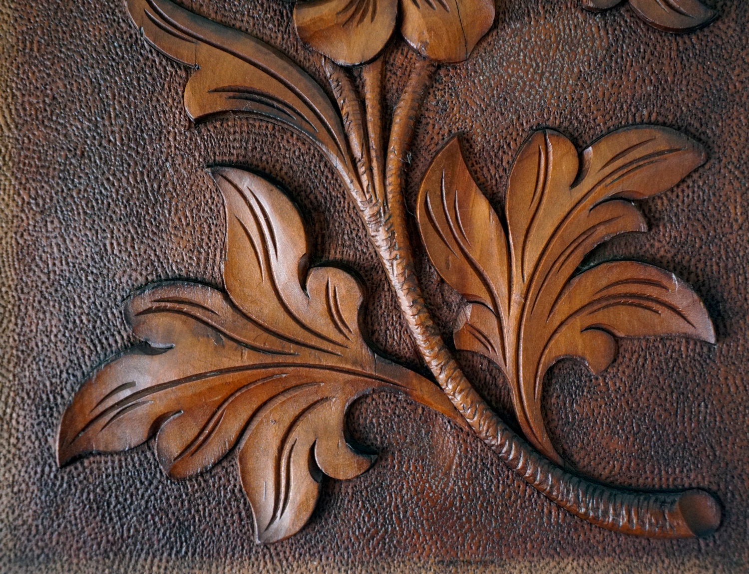 Pair of Antique Hand Carved Cherry Wood Decorative Panels