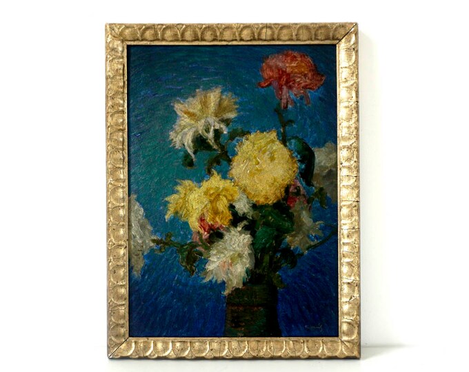 Art Deco Flower Painting Vintage 1920's Original Oil Etsy