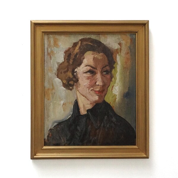 RESERVED FOR D Mid-Century Portrait Painting - Original Framed Oil