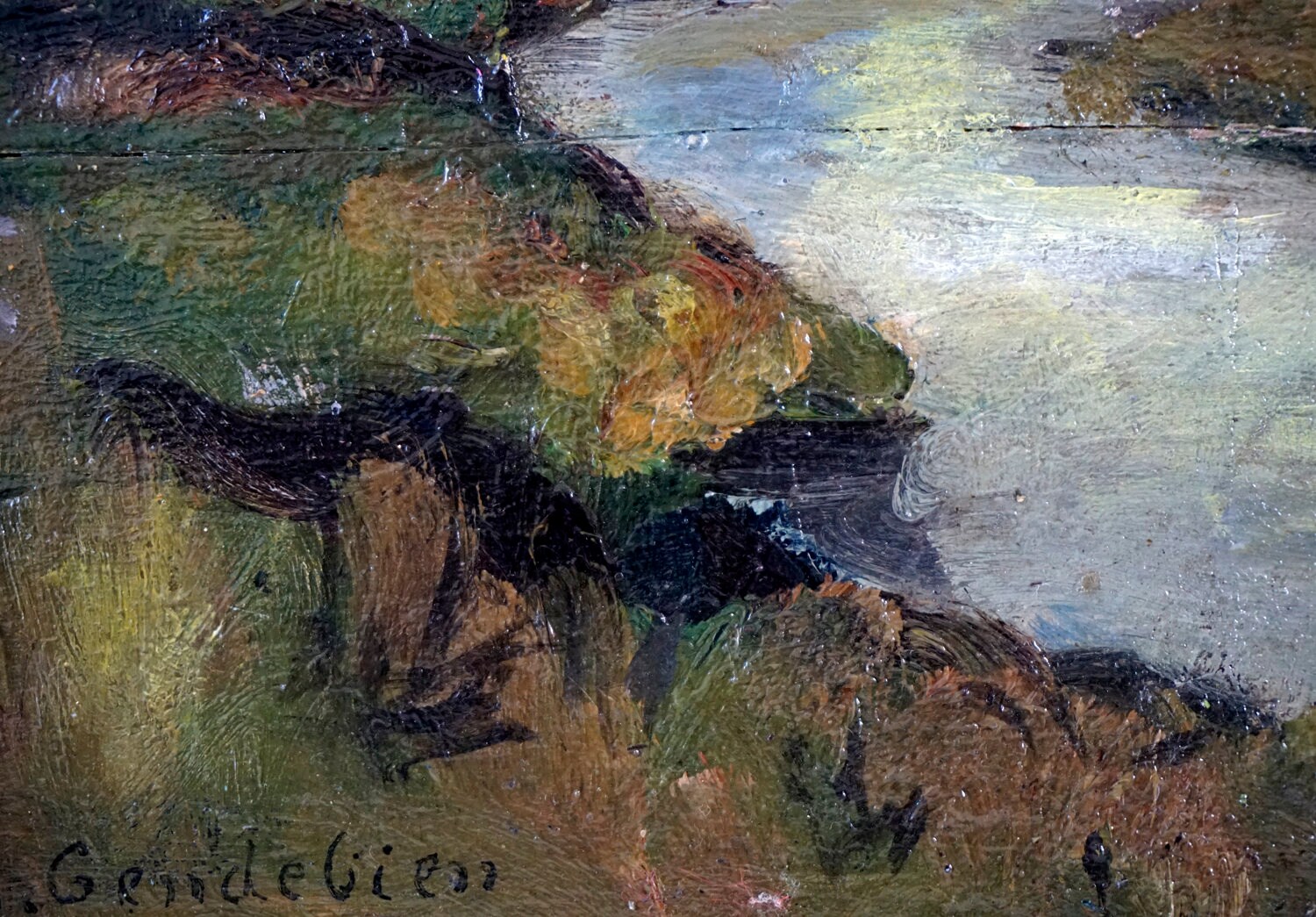 Early 20th Century Expressionist Flemish Landscape Oil Painting by