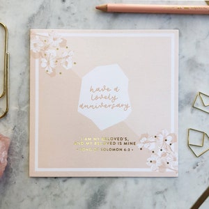 Tarjeta de Versículo bíblico de aniversario - Tarjeta de aniversario - Cantar de los Cantares - Tarjetas cristianas - Tarjeta con letras de mano - Lámina de oro