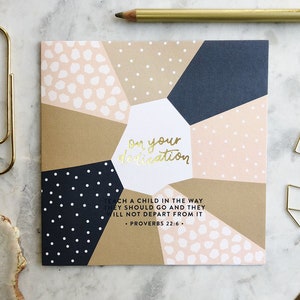 Baby Dedication Bible Verse Card - Baby Card - Dedicatoria - Acción de Gracias - Proverbios 22 - Christian Cards - Hand Lettered Card - Gold Foil