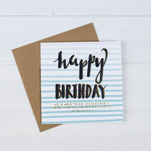 Tarjeta de feliz cumpleaños - Efesios 3 20 - Tarjeta de cumpleaños - Tarjeta de cumpleaños para él - Tarjeta de cumpleaños Novio - Feliz correo - Pincel De letras