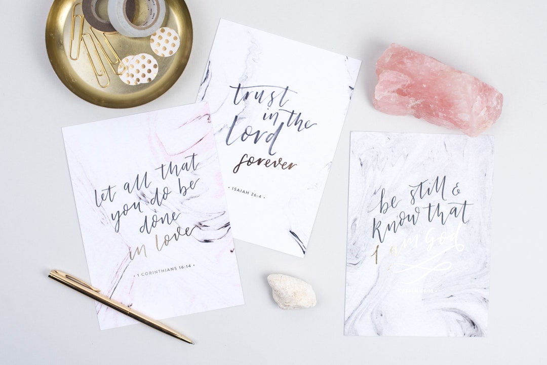 Set of 3 Bible Verse Wall Prints - Gold Foil Art - Christian Gifts ...