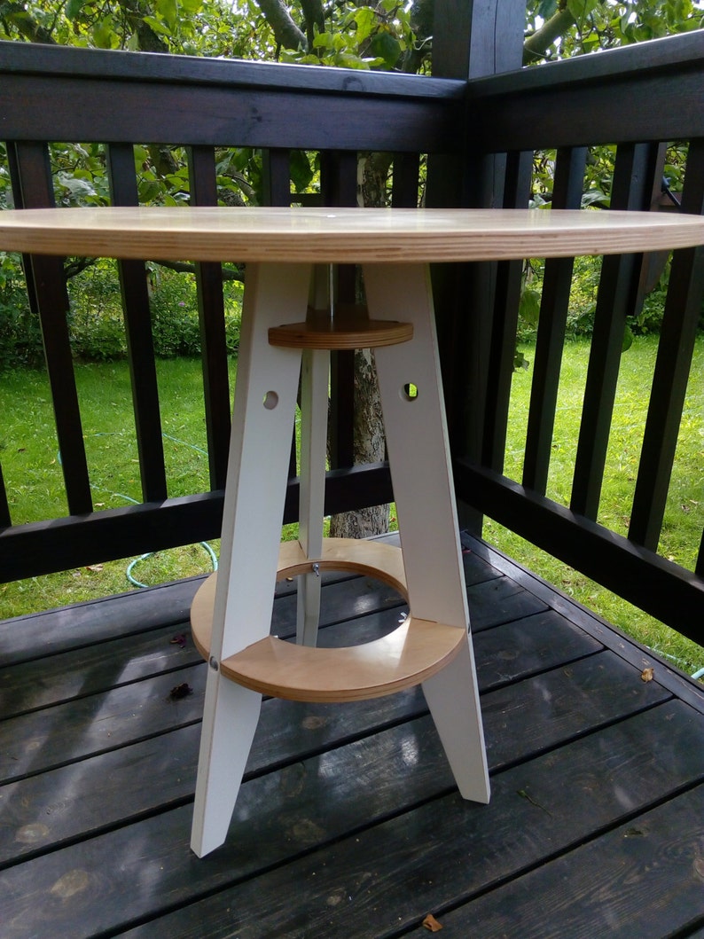 Flat pack folding plywood table round table in scandinavian Etsy