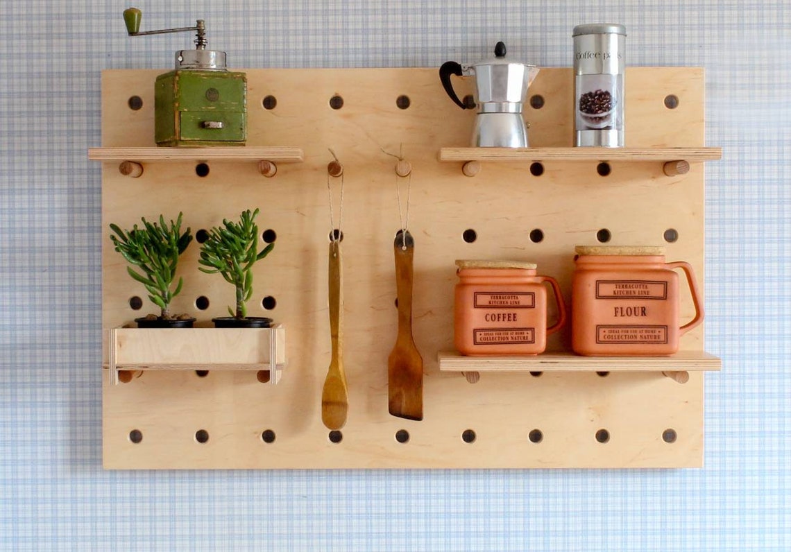 Pegboard organizer plywood peg board shelf. Etsy
