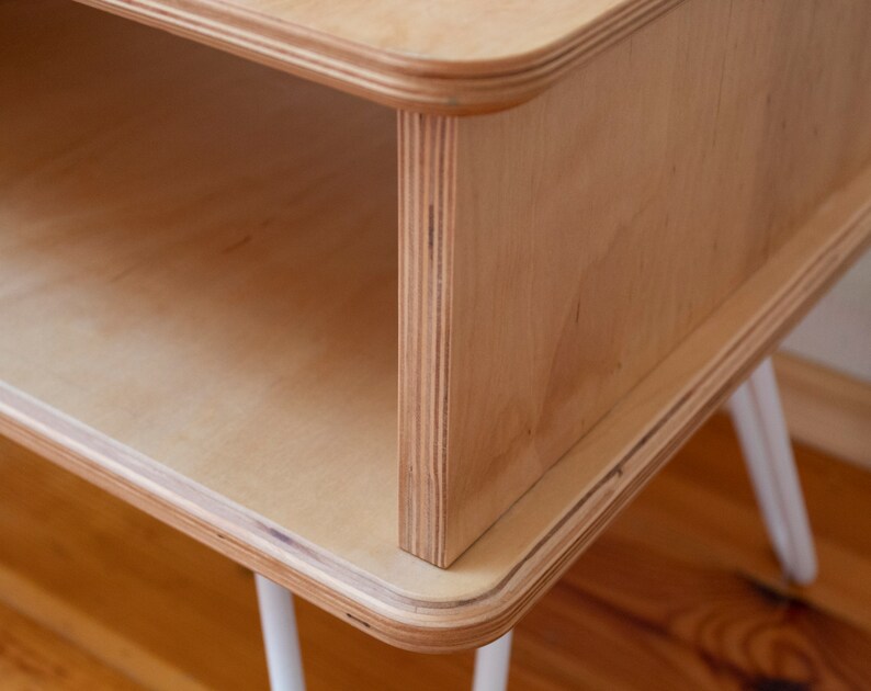 Plywood Bedside Table Nightstand With Hairpin Legs Etsy