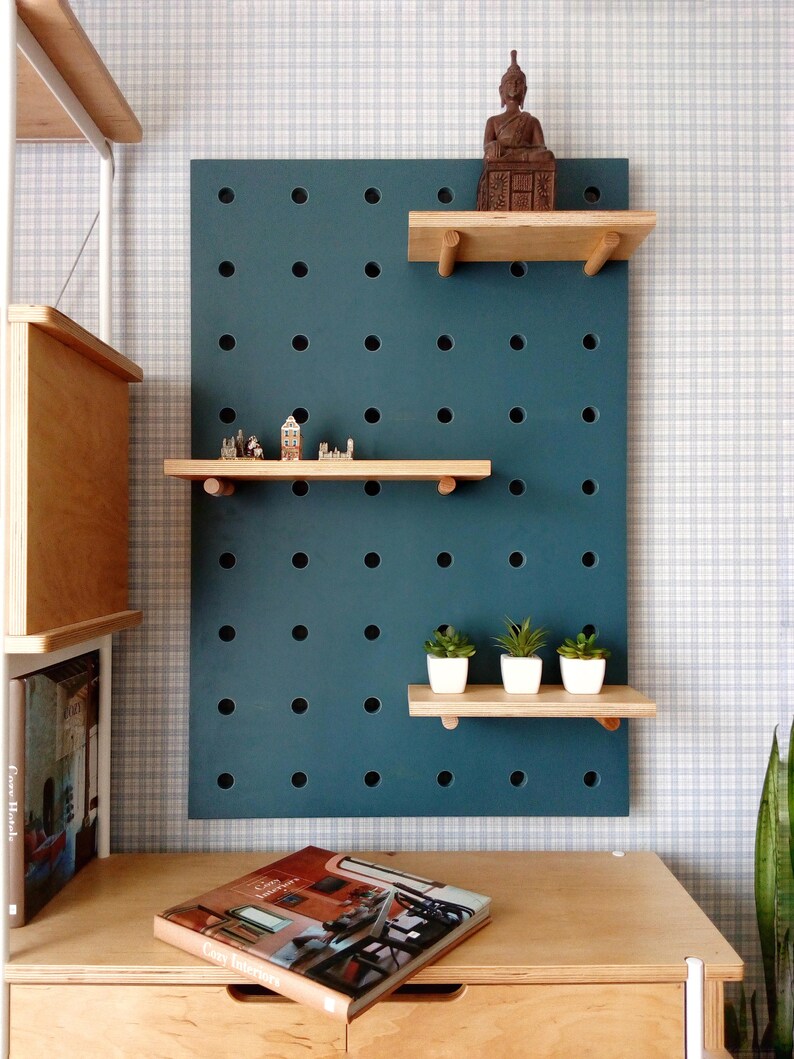 Pegboard organizer plywood peg board shelf. Etsy