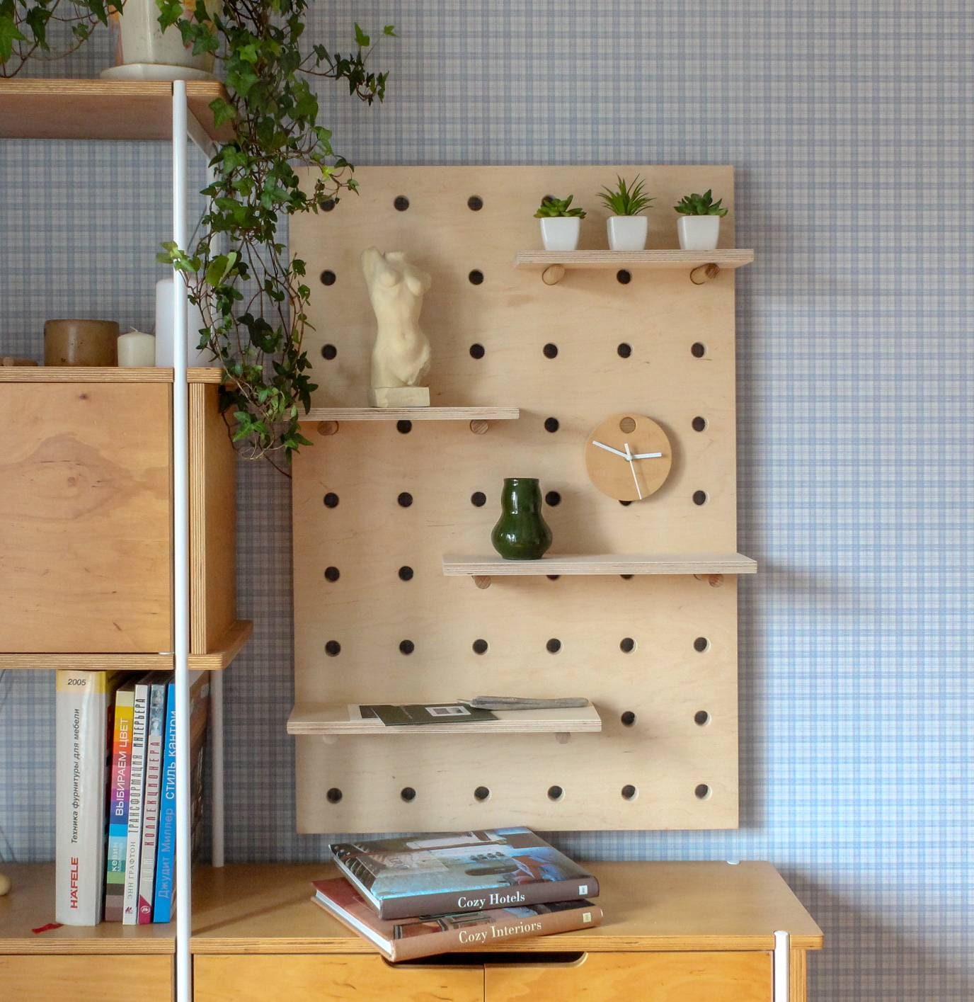 Pegboard wall pegboard organizer plywood peg board shelf Etsy