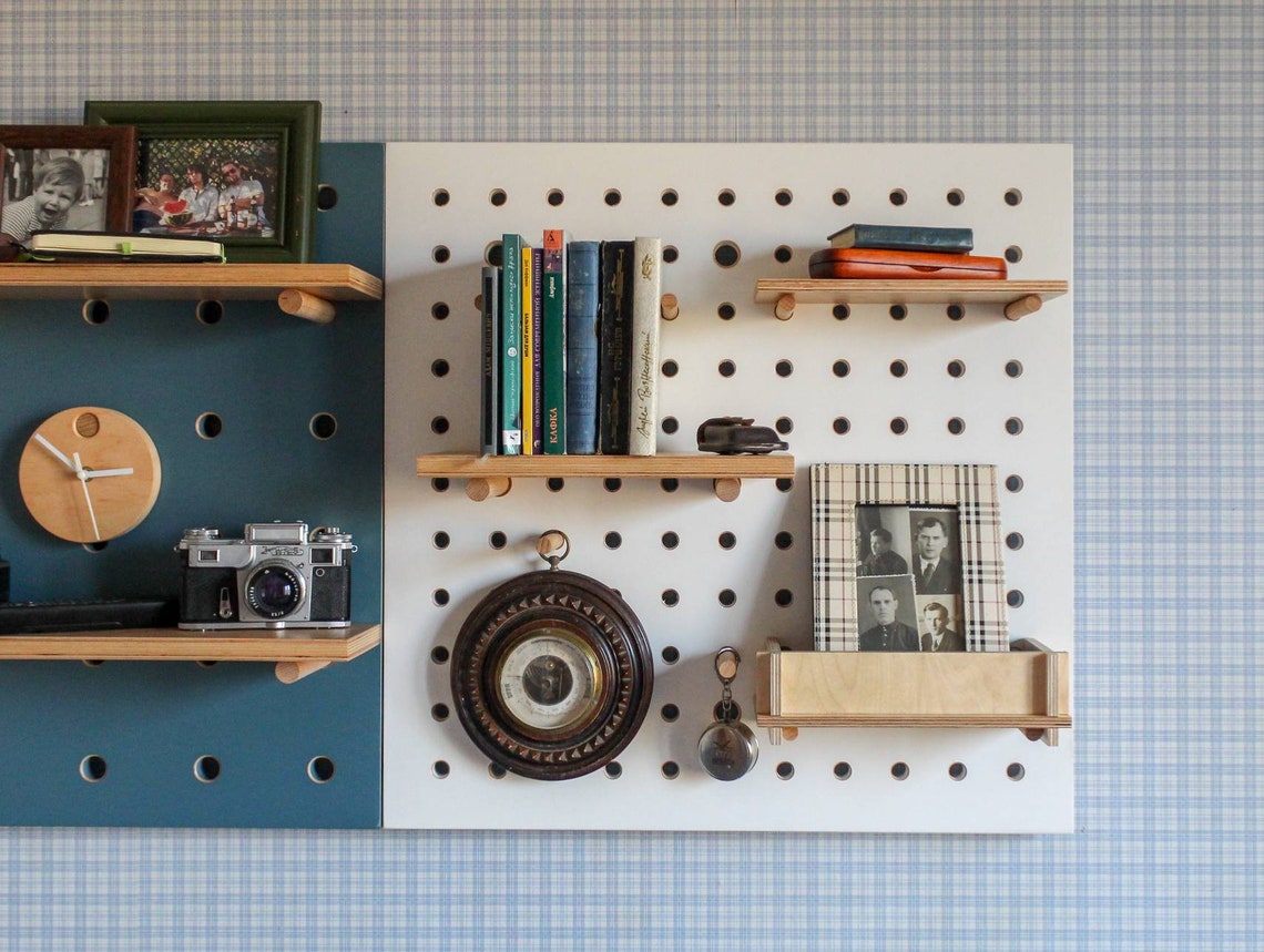 Set of two pegboards. Pegboard wall pegboard decor plywood Etsy