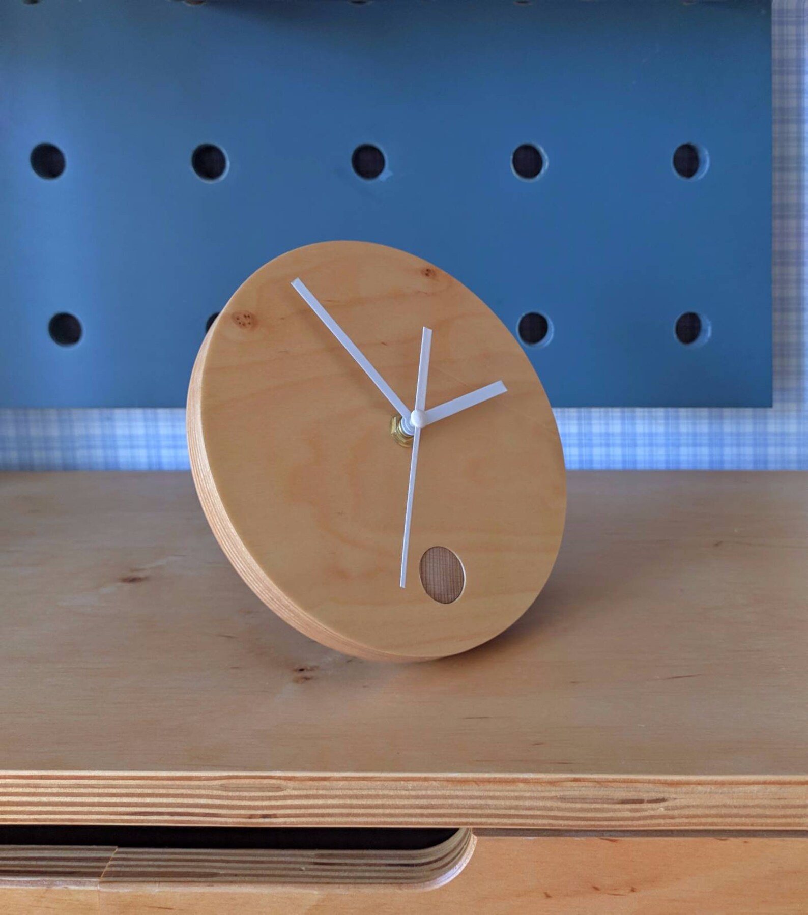 Plywood clock for pegboard organizer. Accessories for Etsy