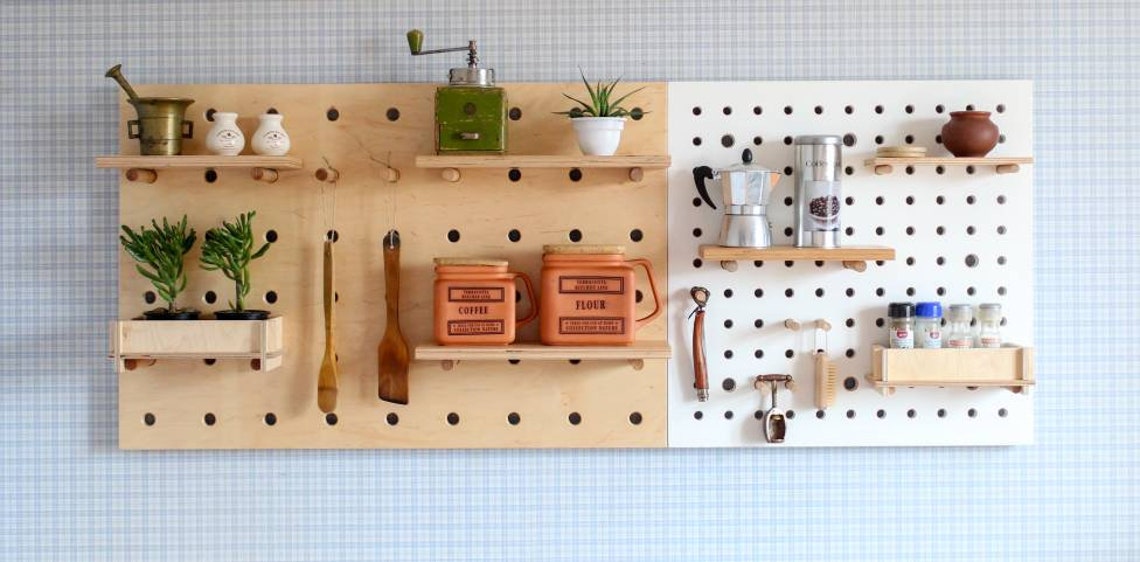 Pegboard organizer plywood peg board shelf. Etsy