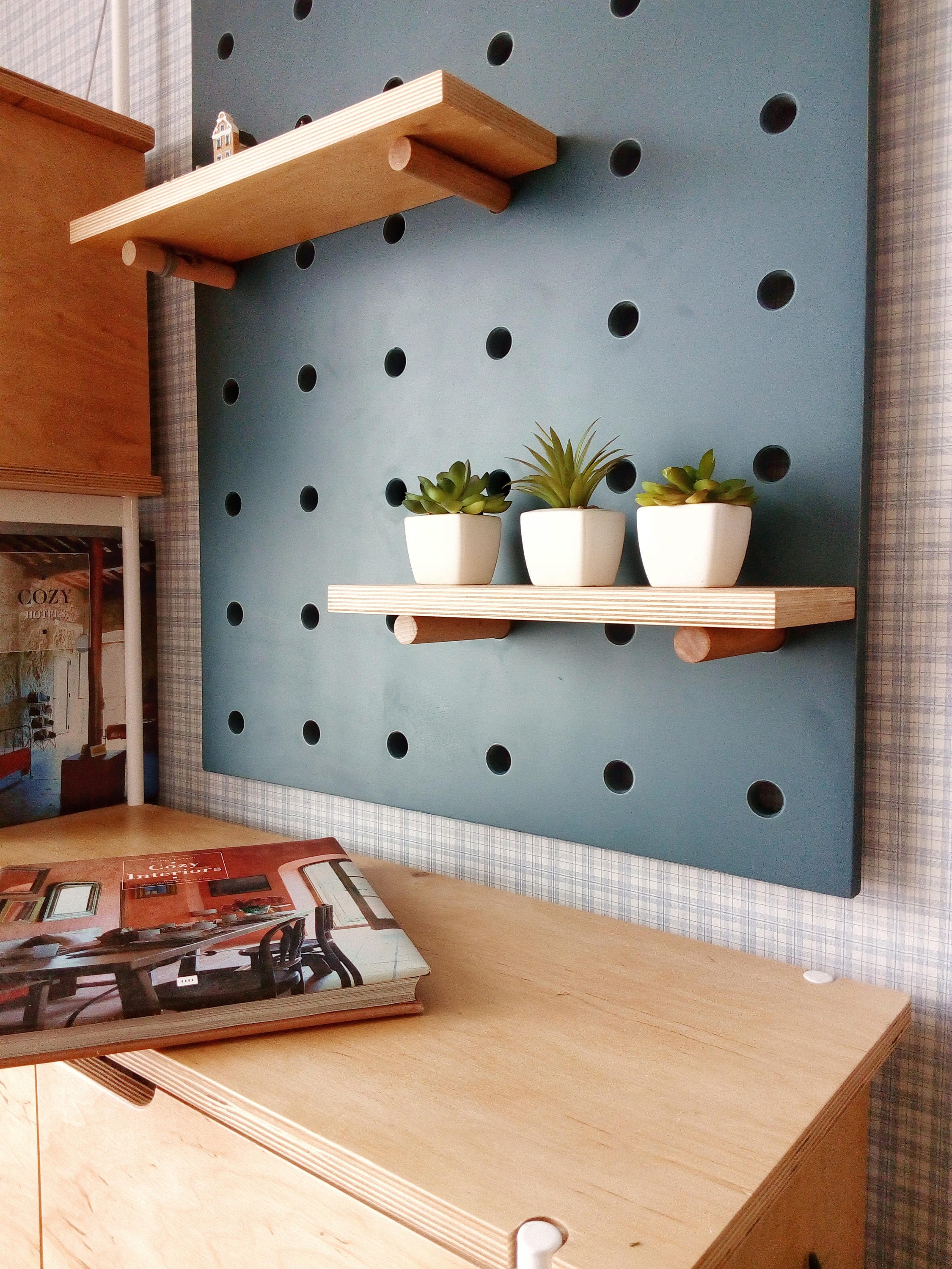 Pegboard organizer plywood peg board shelf. Etsy
