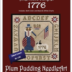 Cross Stitch Pattern, 1776 - Americana Sampler- Digital Download