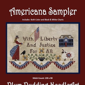 Cross Stitch Pattern, Americana Sampler, Instant Download