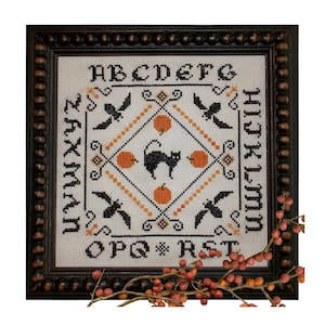 Cross Stitch Pattern Bats & A Cat for Halloween, Instant Download
