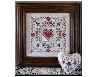 Cross Stitch Chart, Stitched With Love, Plum Pudding NeedleArt, Instant Download