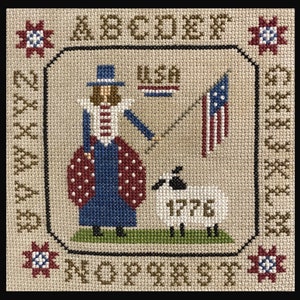 Cross Stitch Pattern, 1776 - Americana Sampler- Digital Download