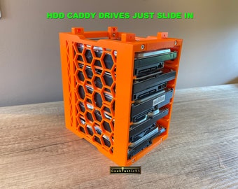 3.5 Inch HDD 5 Hard Drive Caddy Slide in / out - Chia Mining Enclosure Stand - Hard Drive Storage Case - Mount 5 x HDD - Cryptocurrency rig