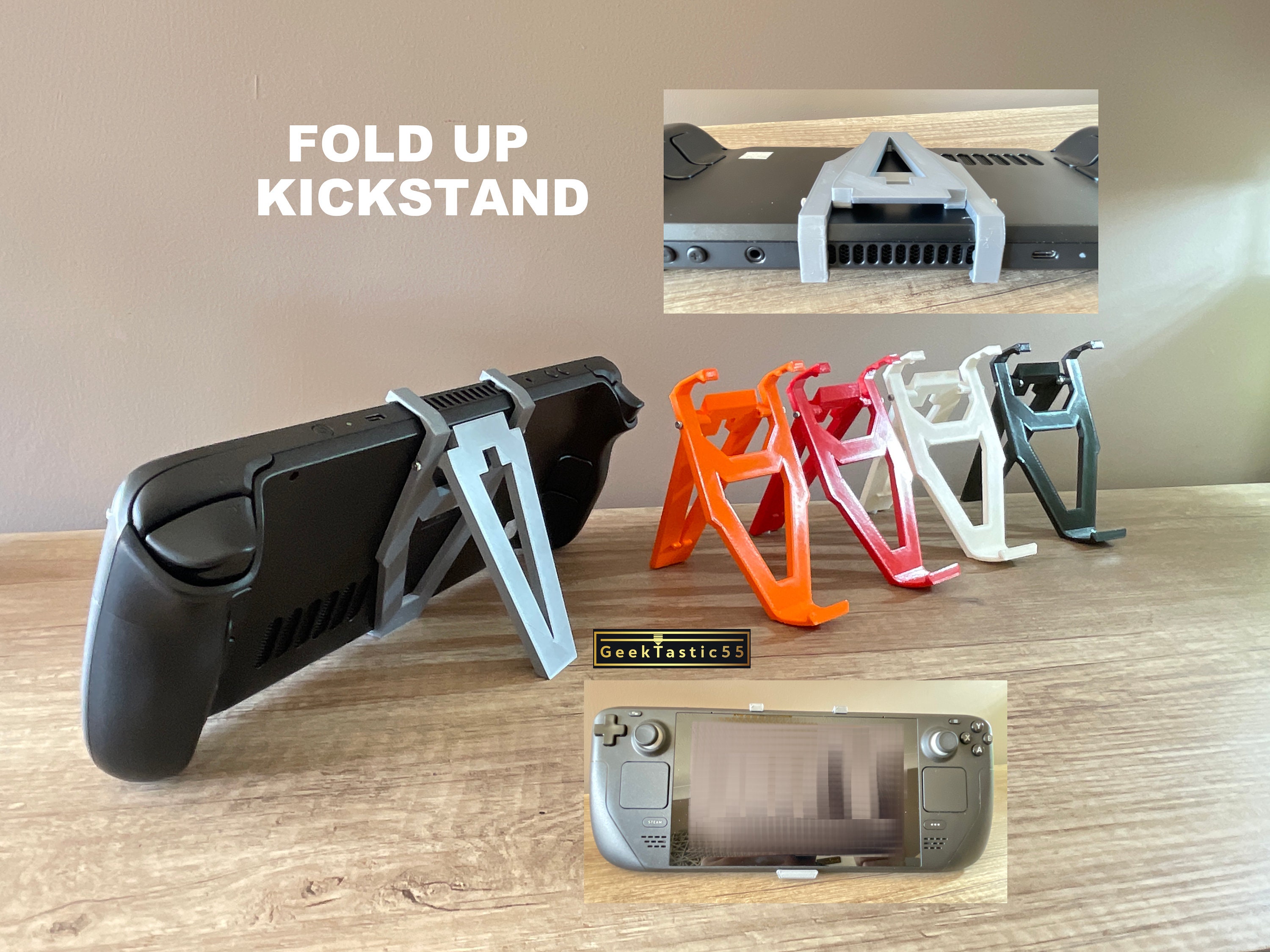 Steam Deck Compatible Pro Kickstand. Clips to the STEAM DECK 