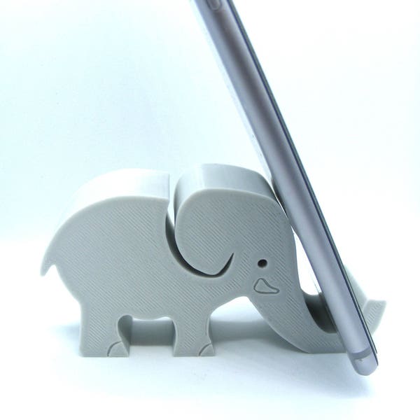 3D Printed Elephant mobile phone - iPhone stand - cellphone stand - mobile desk tidy - display - smartphone desk decor - gift for her