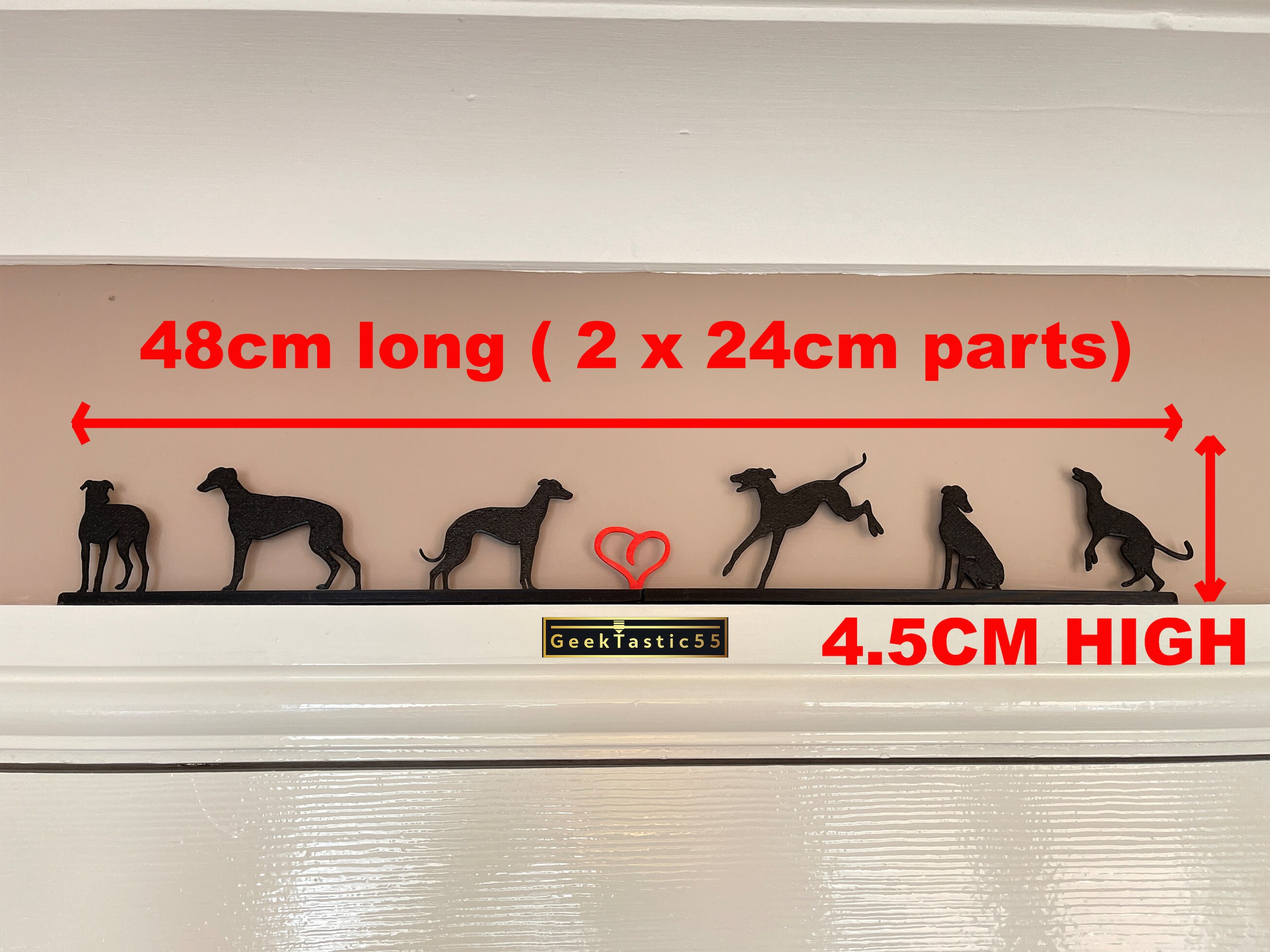 Adorno De Silueta De Galgo Italiano – Decoración Con 6 Figuras Y Corazón, Regalo Original Para Amantes De Galgos