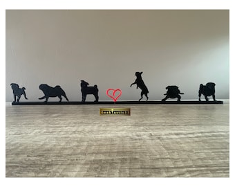 Mops Silhouette Ornament | MOPS Geschenk für Hundeliebhaber oder Hundezüchter | Mops Liebhaber Geschenk Kunst | Puglife Mops Leben, Mops Liebhaber Geschenk, Mops einzigartiges Geschenk