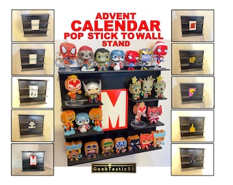 Funko Pop Compatible Advent Calendar wall stand - xmas Pop Display Stand - Compatible Pop Vinyl Collector Stands Industrial Stick to Wall.