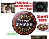 Funko Pop Glow Chase wall sign. Chase funko custom stand. stick to wall. funko display stand