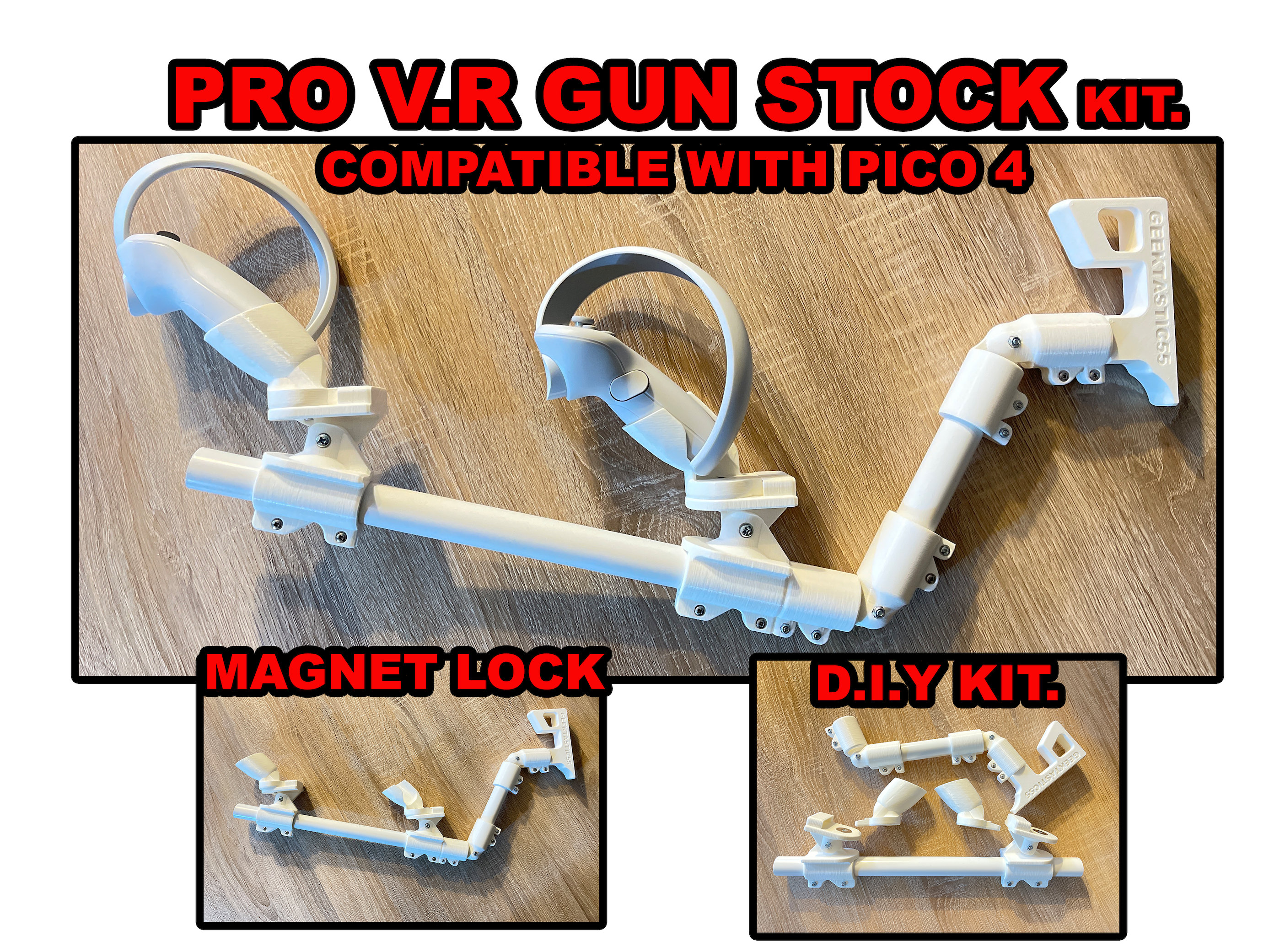 VR Gun Stock Pro fits Pico 4 Controllers. Gunstock for VR. DIY Kit  everything included. First Pico 4 compatible stock on the market and best -   España