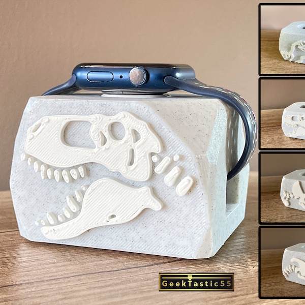 Dinosaur Charge stand for iWatch or apple watch. T-rex triceratops tyrannosaurus rex. Cool stand for iwatch.  jurassic, skeleton, park world