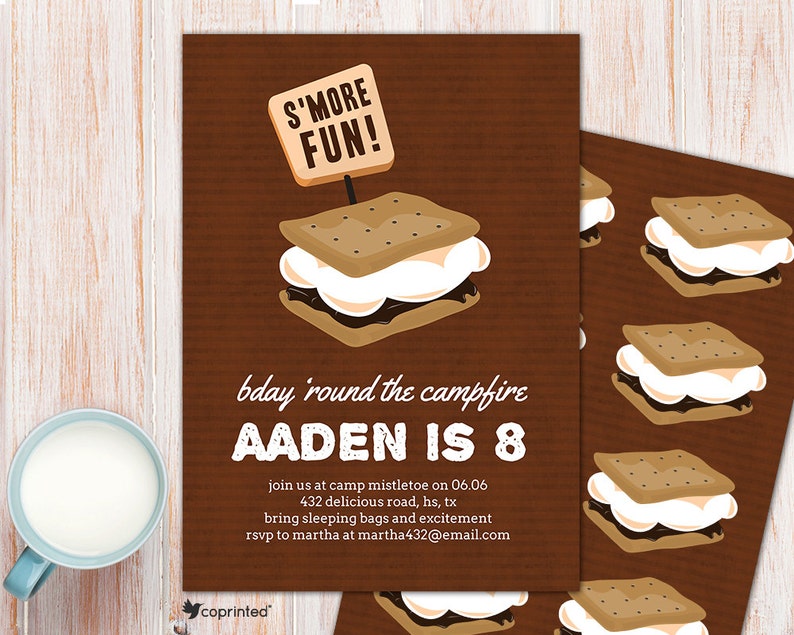 S Mores Birthday Party Invitation Smore Love Camping Etsy
