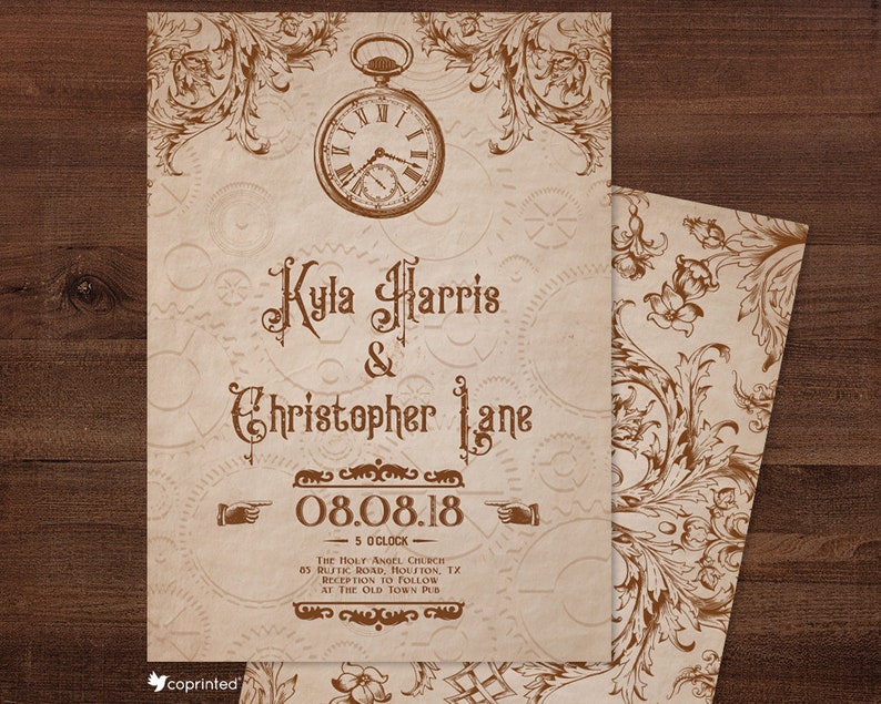 Wedding Invitation Steampunk Victorian Wedding Invitations Etsy