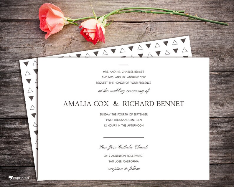 Simple Wedding Invitation Set Black And White Wedding Invites Etsy