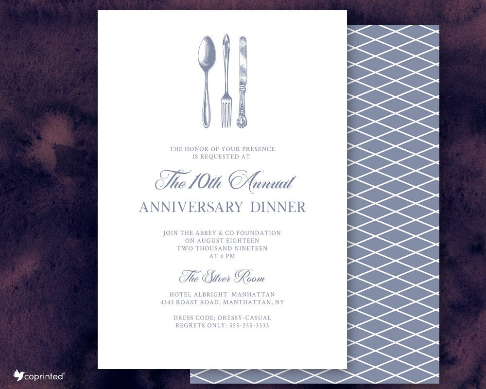 Anniversary Dinner Invitation Business Dinner Invite | Etsy