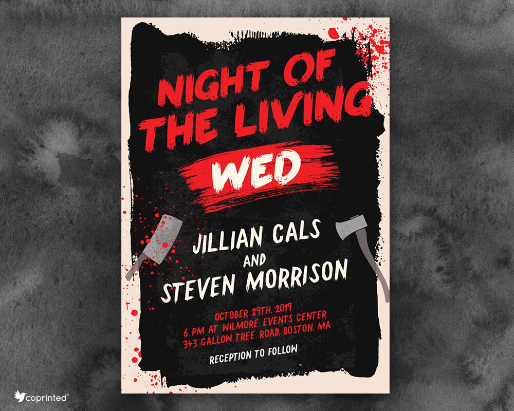 Night Of The Living Dead Halloween Wedding Invitation Etsy
